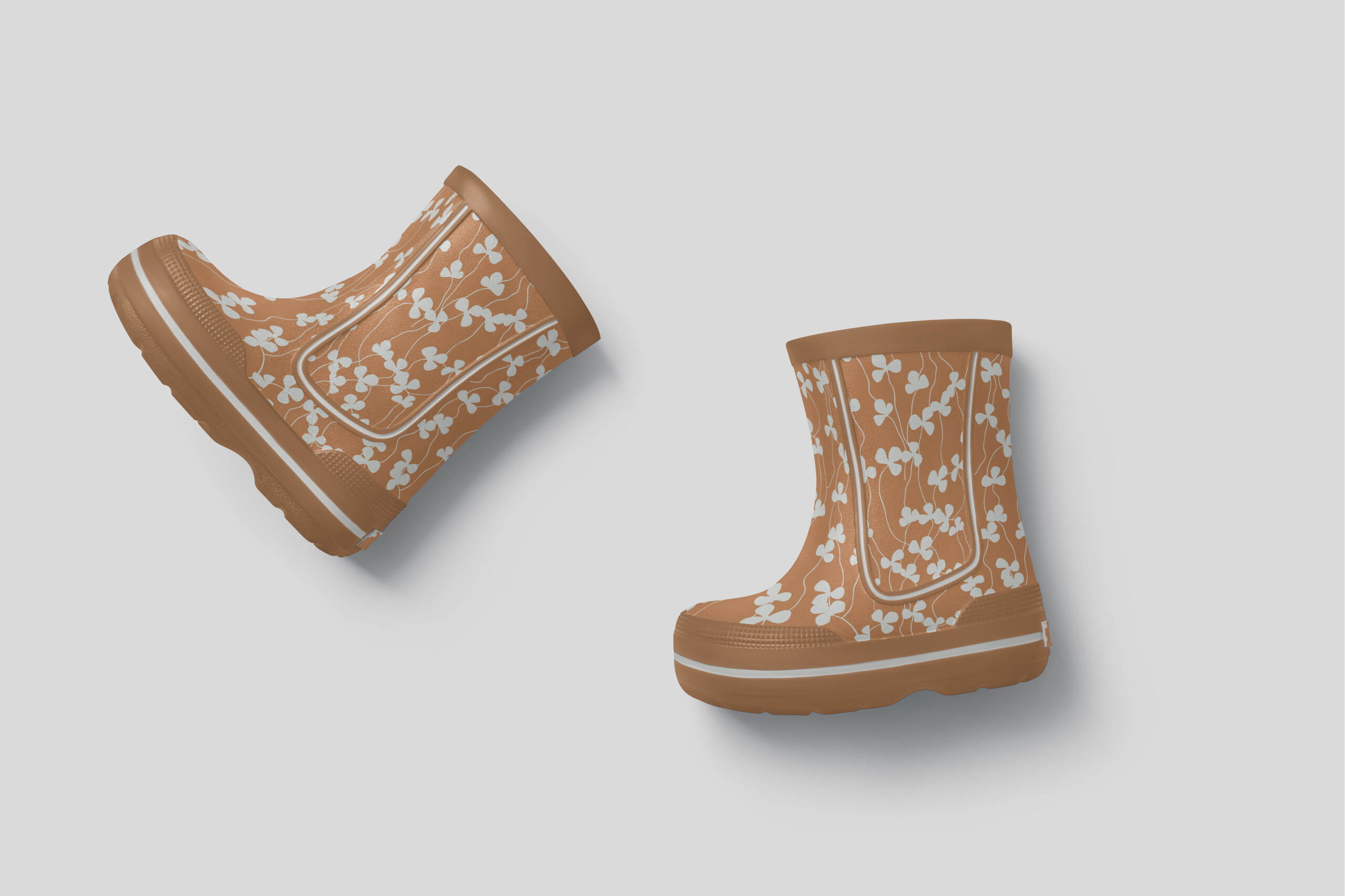picture of kids wellington boots featuring a ready to license or buy pattern design by Ivy Lemon Studio